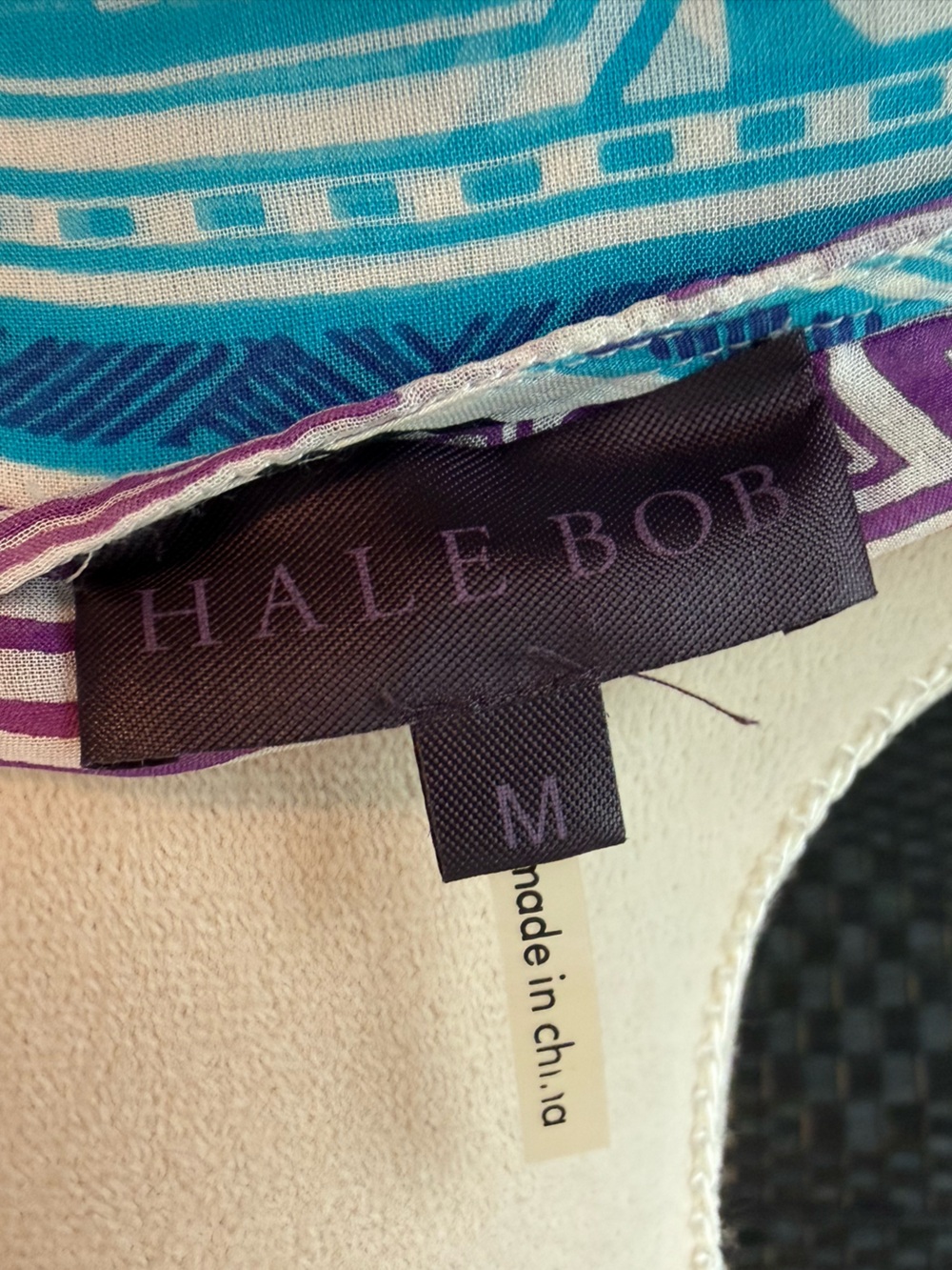 🌺 Hale Bob 100% Silk Sheer Sleeveless Tunic Blouse M Boho Luxe Medallion Print - Picture 8 of 11
